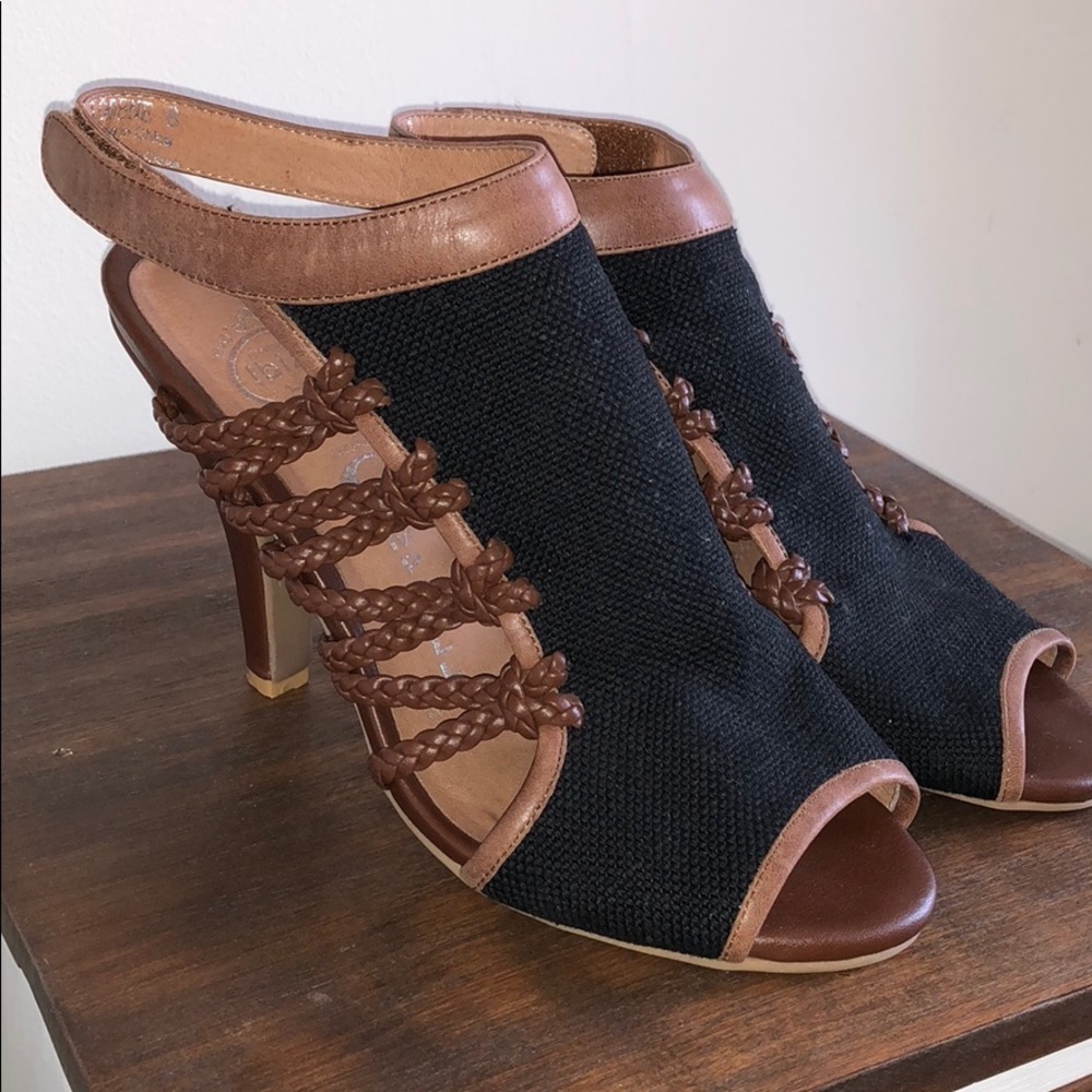 Jeffery Campbell Lorene - leather and canvas shoe-tie / boot-ie - Picture 2 of 4